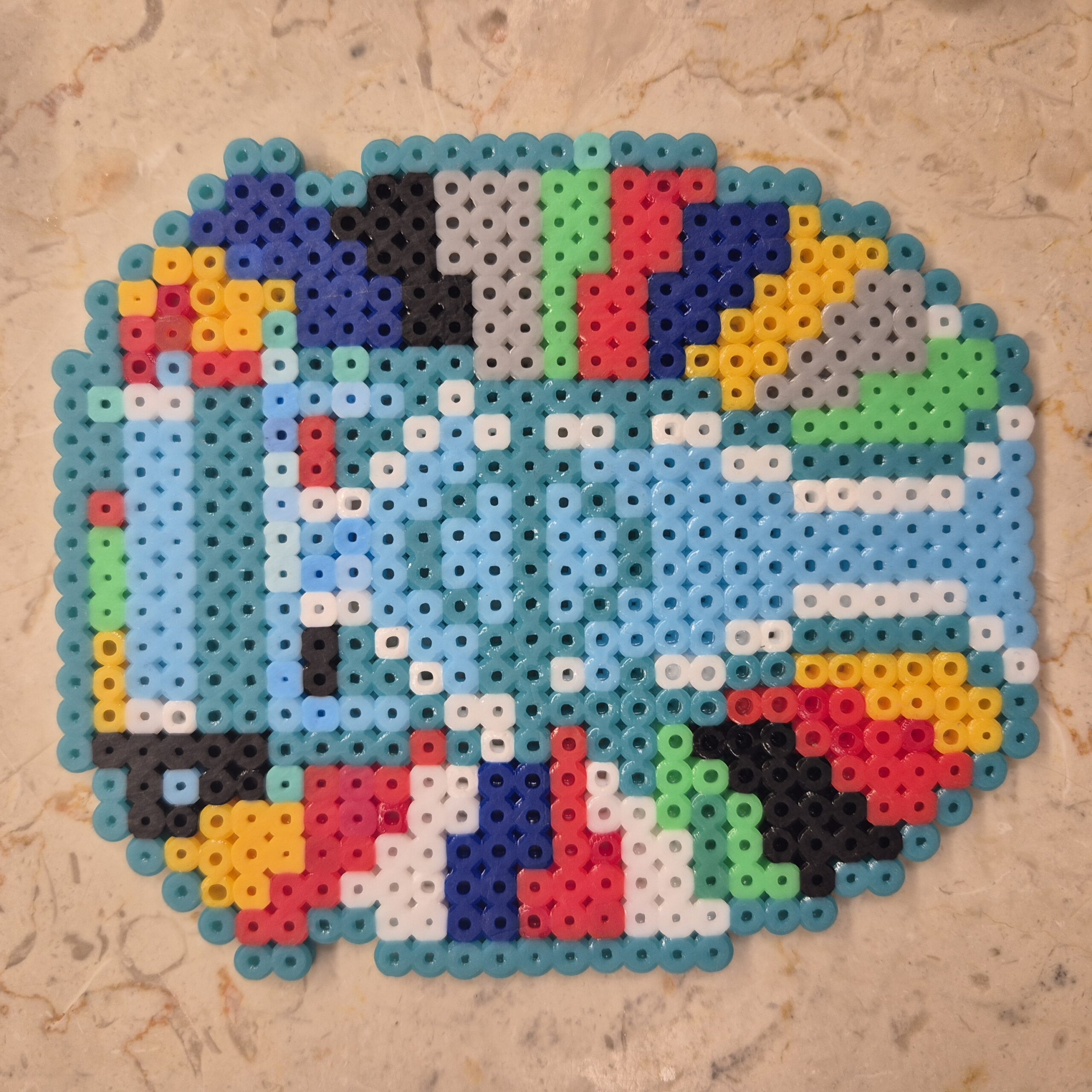 Euro symbol from iron-on beads