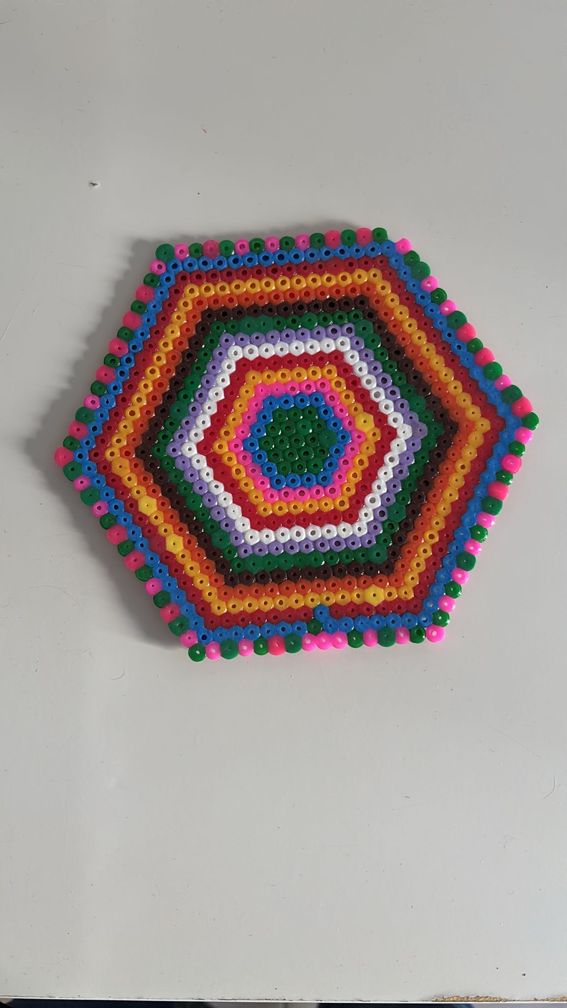 Hexagon of iron-on beads