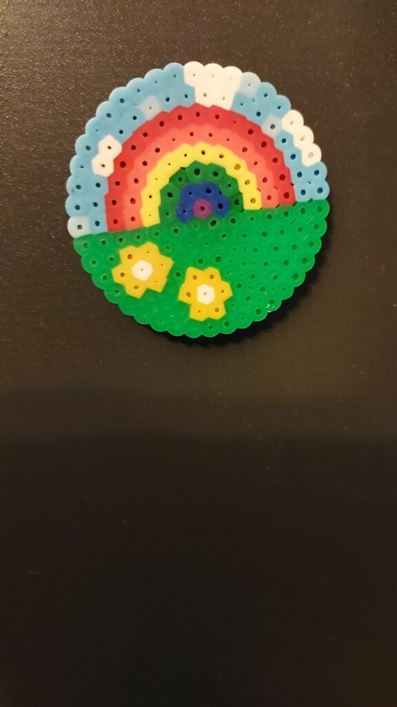 rainbow made of iron-on beads
